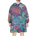 thumbnail image 2 of Wearable Oversized Blanket,Purple Pioneer Flower and Paisley Pattern Wearable Blanket Hoodie for Adults,Cozy Hooded Blankets with Super Pockets,Super Warm Fuzzy Pullover for Women & Men, 2 of 6