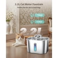 thumbnail image 2 of Fuente de agua para gatos Vekonn de acero inoxidable de 2,2 L con bomba silenciosa, 2 of 8