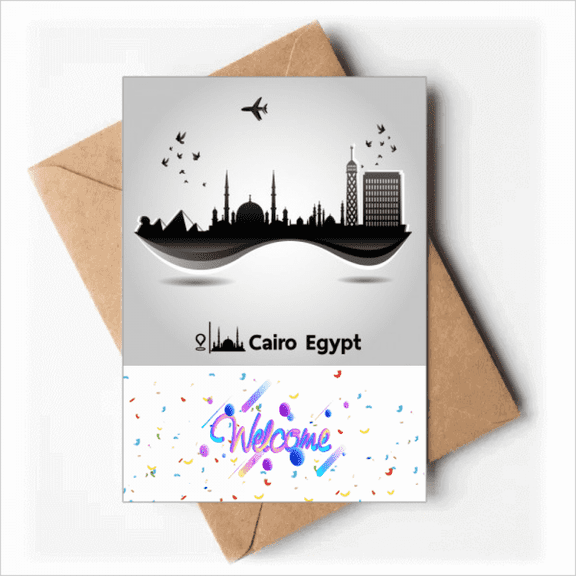 Egypt Morden City Airplane Pattern Welcome Back Greeting Cards Envelopes Blank