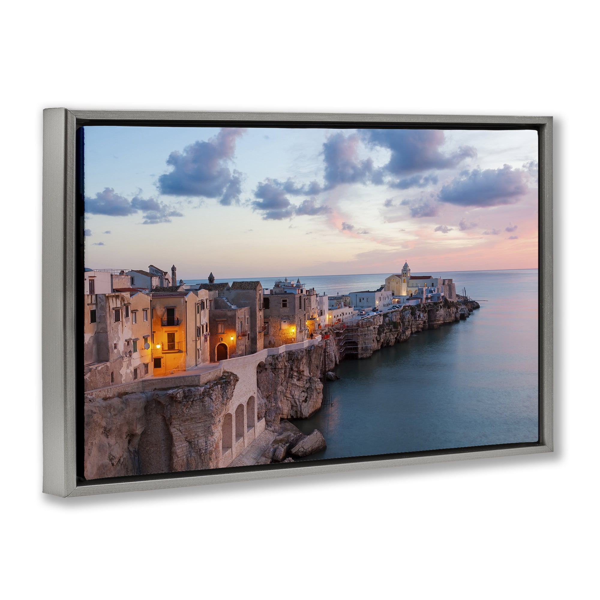 Stupell Industries Coastal City Architecture Cities & Countries Photography Gray Floater Framed Canvas Art Print Wall Art, 31 x 21