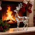 thumbnail image 3 of 2 Pcs Clear Reindeer Sculptures, Christmas Elk Figurines, Elegant Indoor Decor for  Tabletop Living Room Office Bookself Mantle, 3 of 4
