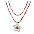 thumbnail image 2 of Ziurtnc Women Necklace Set Stackable Double-layer Colorful Beads Flower Butterfly Pendant Smooth Bohemian Style Adjustable Lobster Clip Alloy Clavicle Necklace Neck Jewelry, 2 of 8