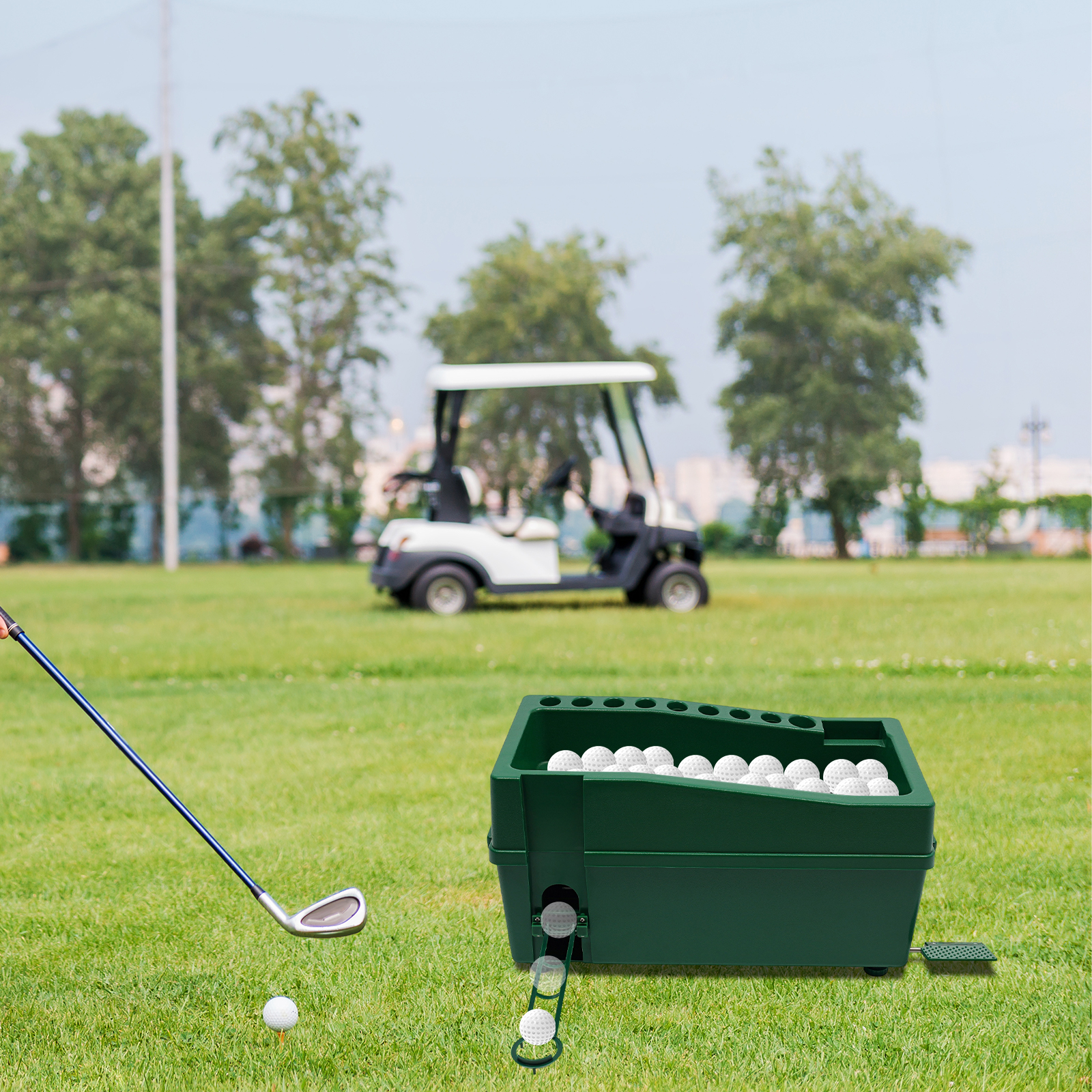 1 PCS 62*32*32cm/24.4*12.6*12.6in Automatic Golf Tee Machine, Green
