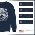 thumbnail image 6 of Snarling Wolf Portrait Sweatshirt Fierce Monochrome Predator Alpha Wilderness Wild Animal Art Nature Forest Crewneck, 6 of 7