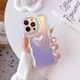 thumbnail image 5 of for iPhone 13 Pro Case 6.1 inch,Cute 3D Love Heart Wave Frame Soft TPU Sparkle Bling Laser Colorful Light Glitter Phone Case for iPhone 13 Pro for Women Girls Purple, 5 of 13