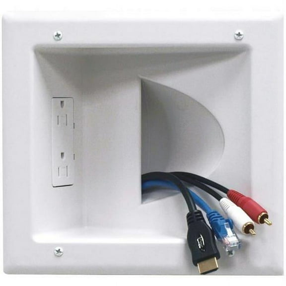 Recessed Low-Voltage Media Plate With Duplex Receptacle