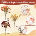 thumbnail image 2 of Waipfaru Artificial Fall Flowers for Outdoor, 12 Bundles Faux Mums Fake Fall Plants for Decoration, UV Resistant No Fade Silk Plastic Flower for Autumn Porch Patio Planters Yard Garden, 2 of 9