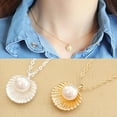 thumbnail image 2 of UDIYO Necklace Faux Pearl Elegant Alloy Shell Pendant Necklace for Dating, 2 of 7