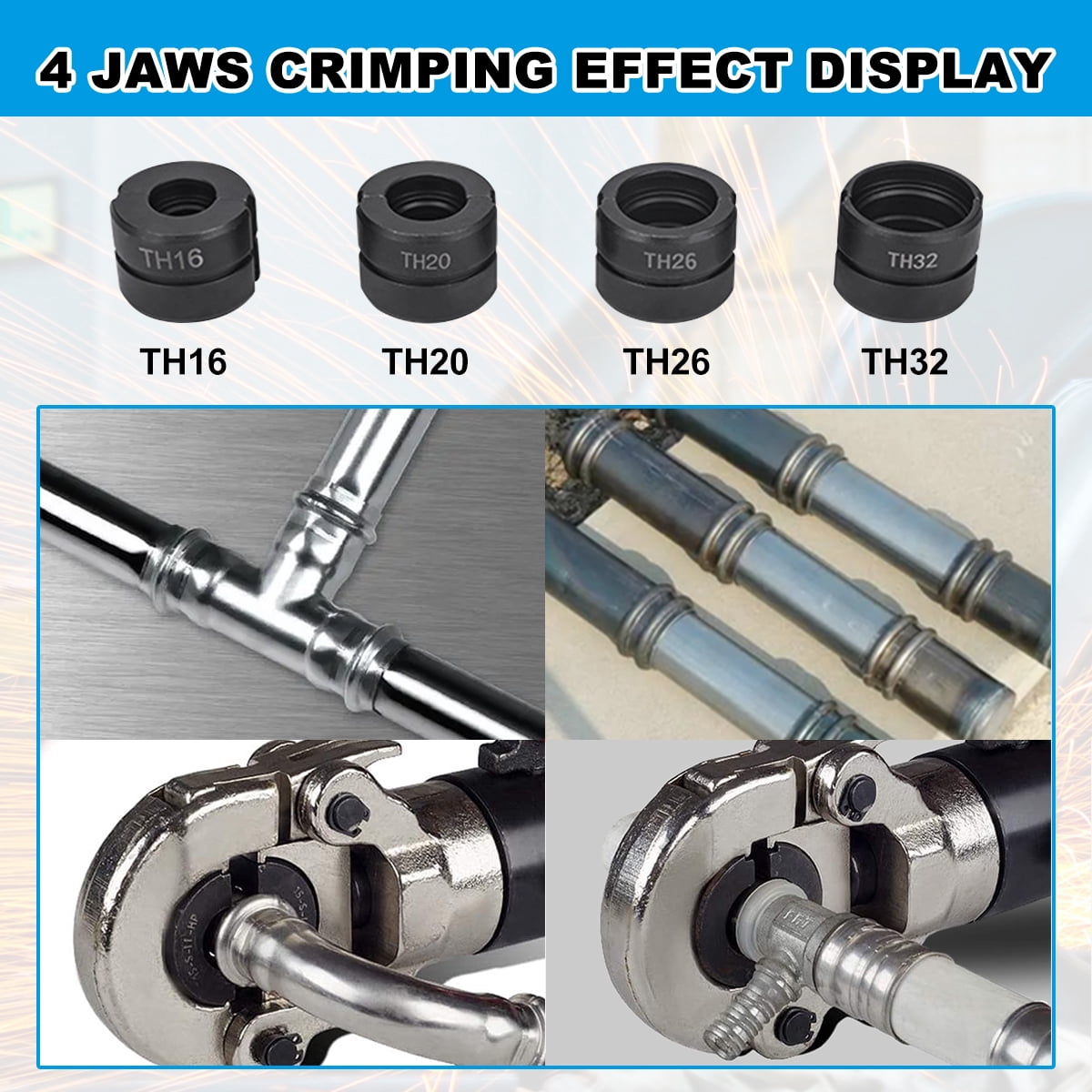 Hydraulic Crimping Tool Pro Press Copper Pipe Crimper, 10 Ton Plumbing Tool with 11 Pairs of Dies for Copper Stainless Steel PEX Aluminum-Plastic Pipes