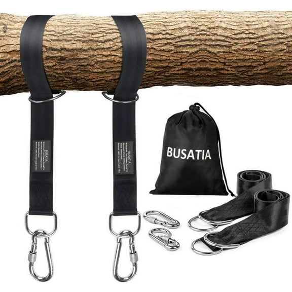 BUSATIA Tree Swing Strap Hanging Kit for Swing, Hammock Straps Hanging Kit Holds Up to 2204lb, 5' Tree Hanging Kits with 2 Heavy Duty Safety Lock Carabiner Hooks