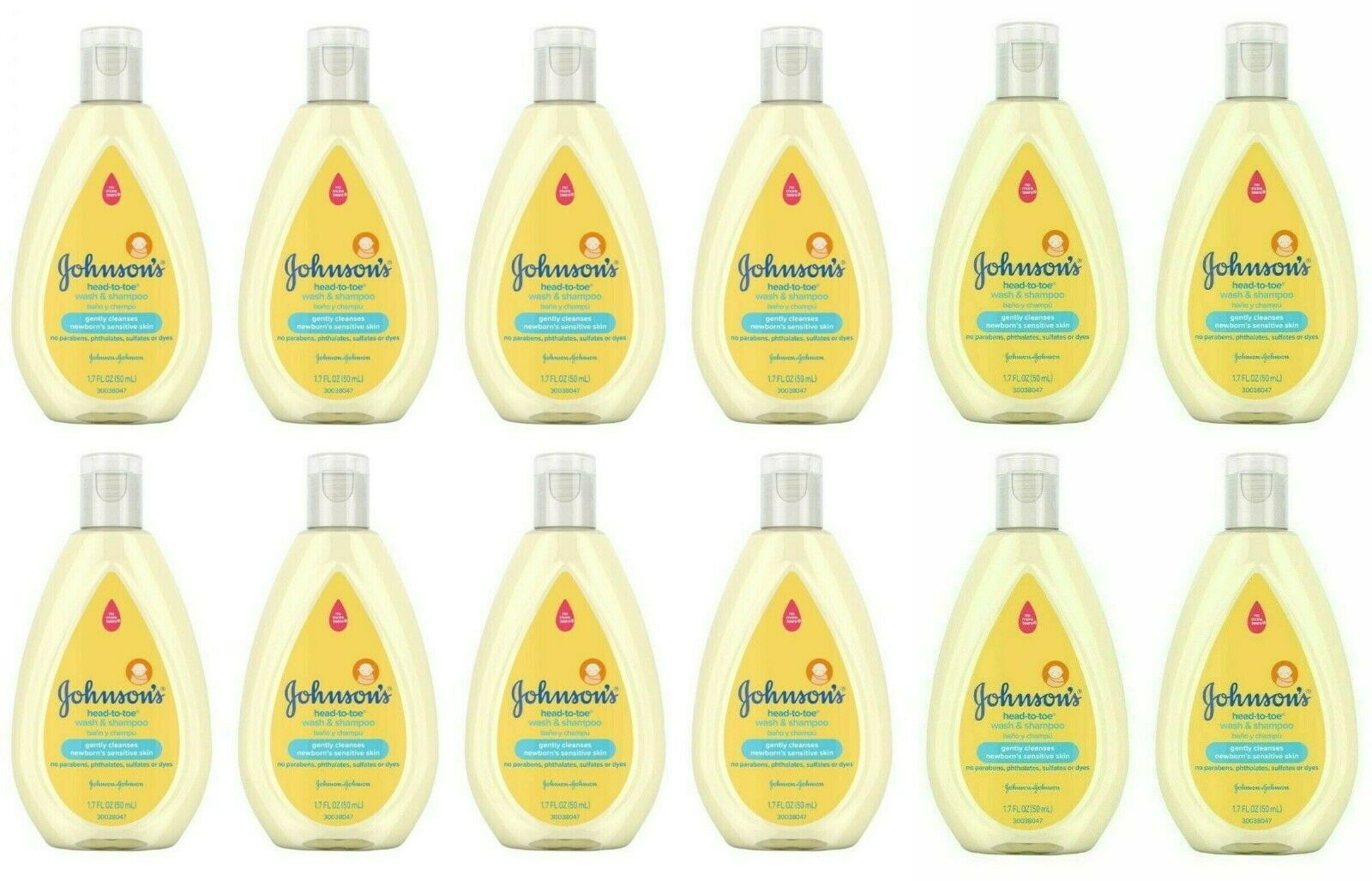 12 Johnson's HeadToToe TearFree Baby Body Wash & Shampoo 1.7 Oz