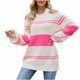 thumbnail image 1 of Suéteres para mujer Suéteres de otoño Cuello redondo Moda Manga larga Color a juego Suéter suelto Rayas Tops Blusa de punto Odeerbi  ODB-5, 1 of 5