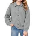 thumbnail image 5 of Wilark Girls Sweatshirts Cardigan Long Sleeve Collared Casual Fashion Kids Fall Jackets with Pockets Gray 6, 5 of 7