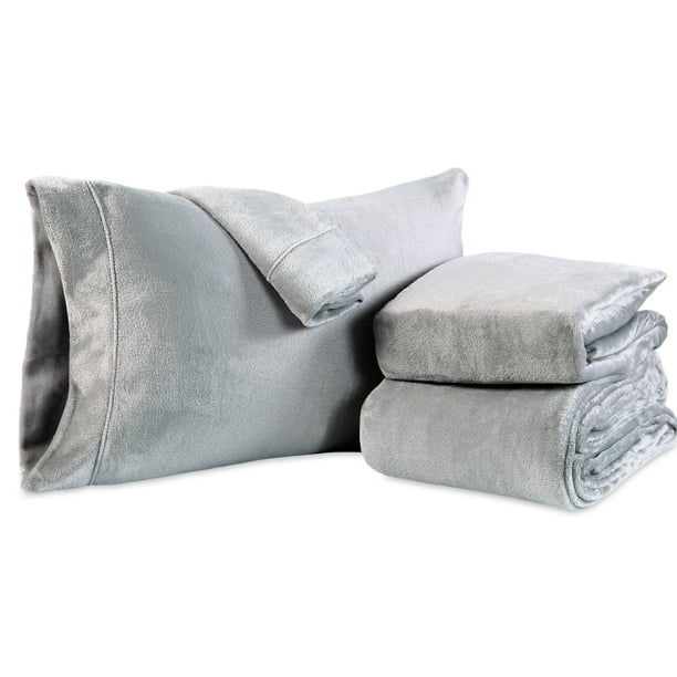 Berkshire Blanket VelvetLoft Plush Sheets Set - Walmart.com - Walmart.com