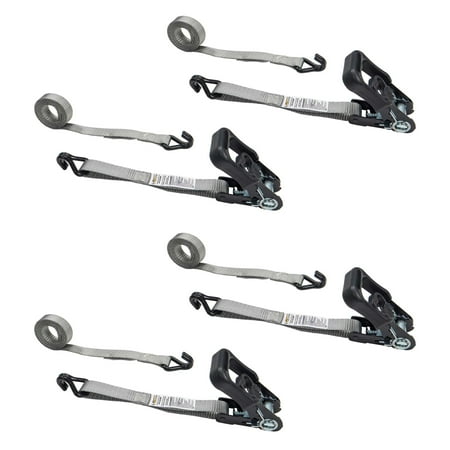 

1 x 6 Rubber Coated Ratchet Strap w/ Vinyl Coated Wire Hooks - 4 P