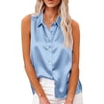 thumbnail image 4 of QASIEATN Womens Satin Blouse Sleeveless Tank Tops Button Down Shirts Outfits Summer Vest for Women, 4 of 6