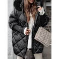 thumbnail image 5 of Women'S Quilted Down Jacket with Hood Long Sleeve Full Zip Casual Winter Coat Black XL, 5 of 8