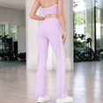 thumbnail image 2 of High Waist Flare Legging Pants with Side Stripes- Large, Purple, 2 of 6