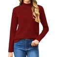 thumbnail image 3 of OutfitShow Womens Mock Turtleneck Long Sleeve Shirts Tunic Tops Women Plain Thermal T-Shirts, 3 of 8