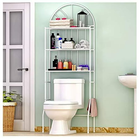 3 Tier Over The Toilet Storage Rack Metal Bathroom Organizer Bathroom Shelf Space Saver White Walmart Canada