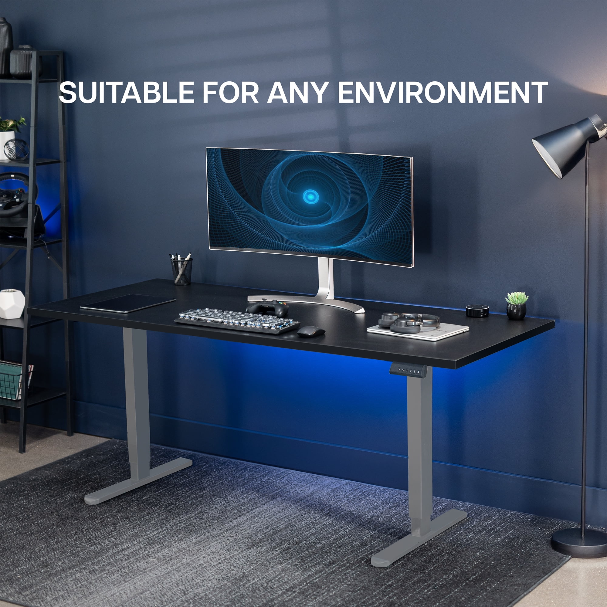 VIVO Dual Motor 71” x 30” Standing Desk, 1-Piece Black Top, Gray Frame