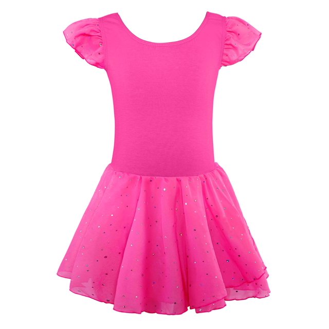 Maillots para bailar EQSJIU, mangas con volantes, pitaya, rojo, niñas de 5 a 6 años