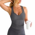 thumbnail image 2 of Women's Ribbed Racerback Tank Tops, Soft Stretchy Sleeveless Scoop Neck Notch Cropped Tops for Yoga Workout Daily Wear, 2 of 6