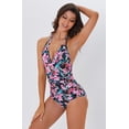 thumbnail image 4 of LIORA Women’s Halter One Piece Swimsuits V Neck Bathing Suit Ruched Tummy Control Swimwear, 4 of 7