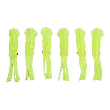 DAMIFU 6pcs/Set Luminous Squid Skirts Soft Lure Rubber Octopus Bait Soft Fishing Trolling Bait Tuna Sailfish Baits For Fish Crank Hook Yellow 6 items