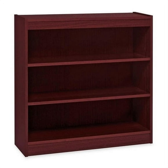 Lorell Panel End Hardwood Veneer Bookcase 36" x 12" x 36" - 3 x Shelf(ves) - 330 lb Load Capacity - Mahogany - Laminate - Wood - Assembly Required