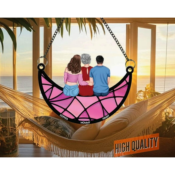 Personalized Mom And Children Suncatcher, Custom Family Name Suncatcher, Family Window Hanging, Best Gift For Mom, Family Keepsake Gift 1820845597