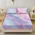 thumbnail image 2 of Jiueut Blue Marble Print Twin Size 3 Pieces Bed Sheet Set, Comfy Bedroom Decoration Cozy Easy Clean Fitted Sheet 2 Pillowcase for Women Men, 2 of 7