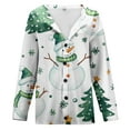 thumbnail image 6 of Cardigan Sweaters for Women Christmas Printed Casual Fall Winter Jacket Button Down Crew Neck Long Sleeve Loose Fit Light Green L, 6 of 6