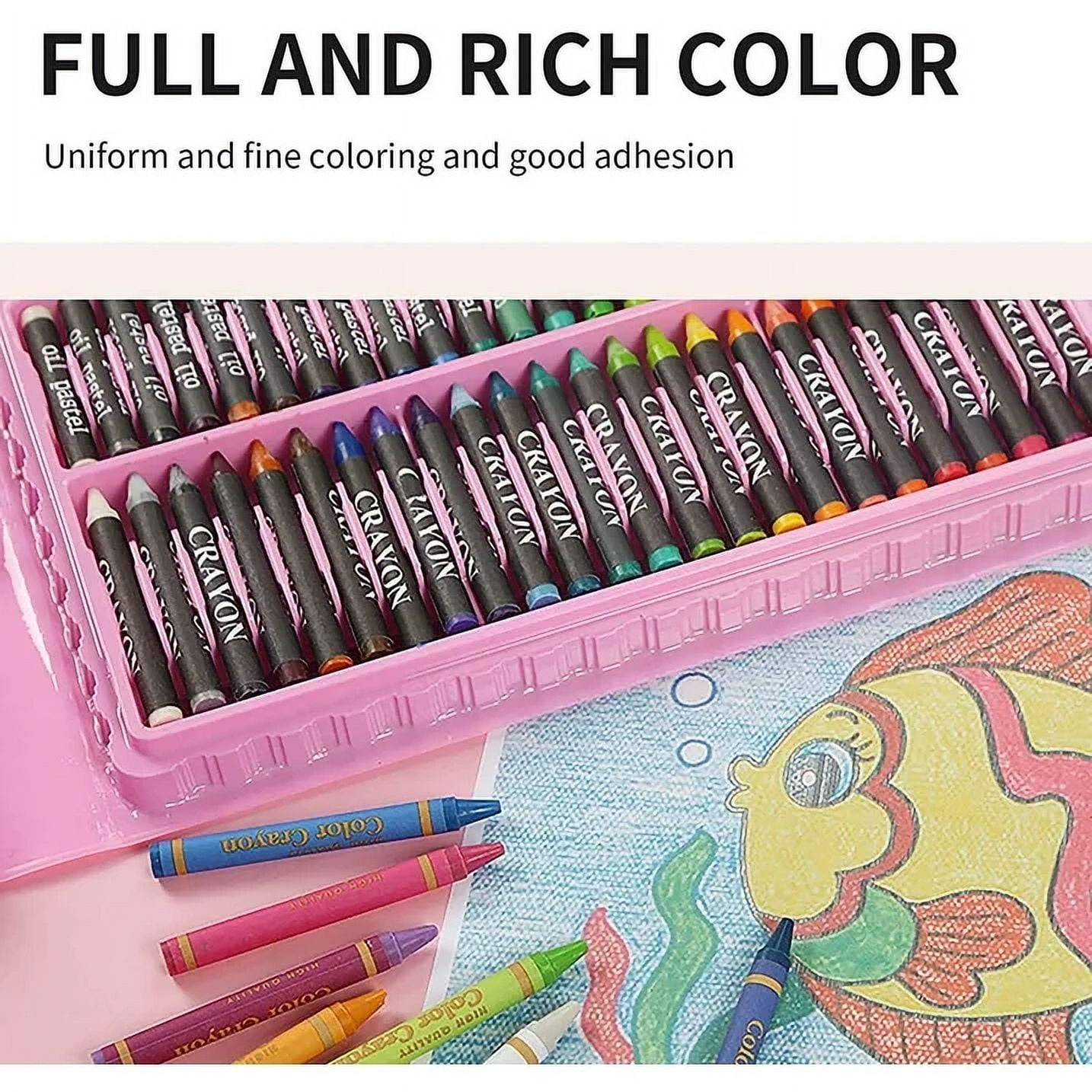 Art Kit, PandaTop Drawing Painting Art Supplies for Kids Girls Boys Teens, 150 Piece Deluxe Art Set Toys for Girls & Boys, Gifts Art Set Case Includes Oil Pastels, Crayons, Colored Pencils (Pink)