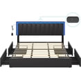thumbnail image 6 of Afuhokles King Size LED Bed Frame with 4 Storage Drawers and USB and Type-C Ports, Upholstered Platform Bed Frame with Headboard, Black, 6 of 9