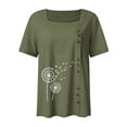 thumbnail image 4 of BLVB Women's Summer Tunic Tops Printed Button Square Neck Short Sleeve Shirts Casual Plus Size Beach Blouse Tee, 4 of 4