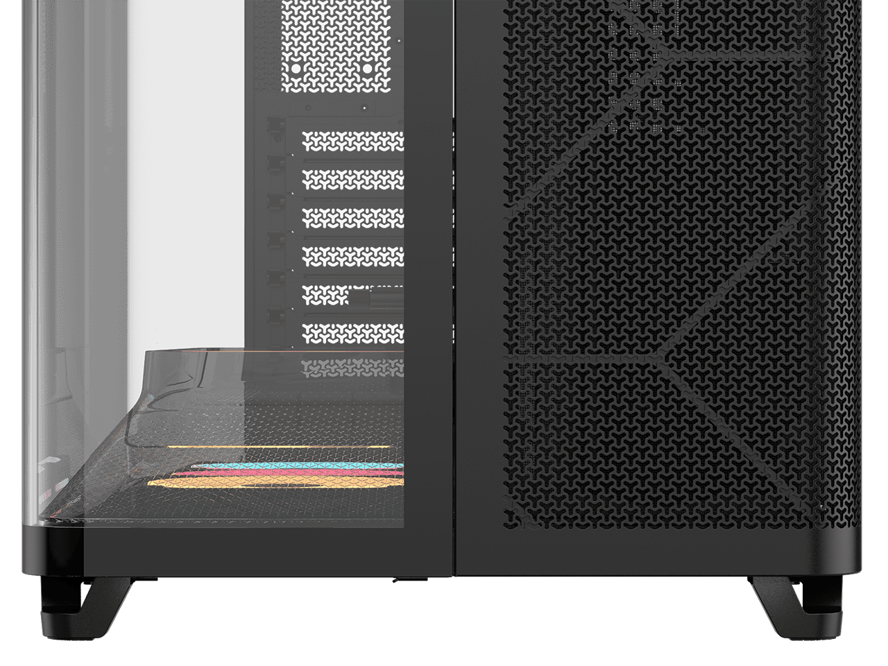 Corsair AIR 5400 LX-R RGB iCUE LINK Triple Chamber Mid-Tower PC Case-Black with 3x iCUE LINK LX-R RGB 120mm reverse-rotor fans and System Hub Pre-Installed, BTF Back Plug Motherboard Design
