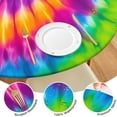 thumbnail image 4 of Colorful Rainbow Tie Dye Spiral Pattern Round Fitted Tablecloth with Elastic Edge,Dining Table Cover Waterproof,Outdoor Round Tablecloth for Camping,Dining,Indoor and Outdoor, 4 of 7