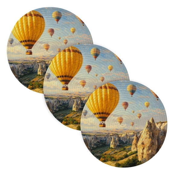 BZSMCE Mats for Pots,Pans Place Hot Air Balloon Painting Simple Style Pattern Pot Mats