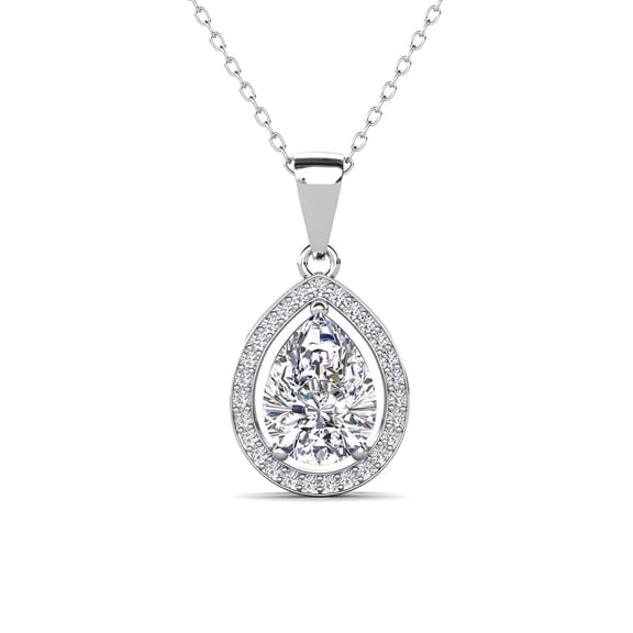 Cate & Chloe Isabel 18k White Gold Plated Pendant Necklace with Simulated Diamond Crystal for Women