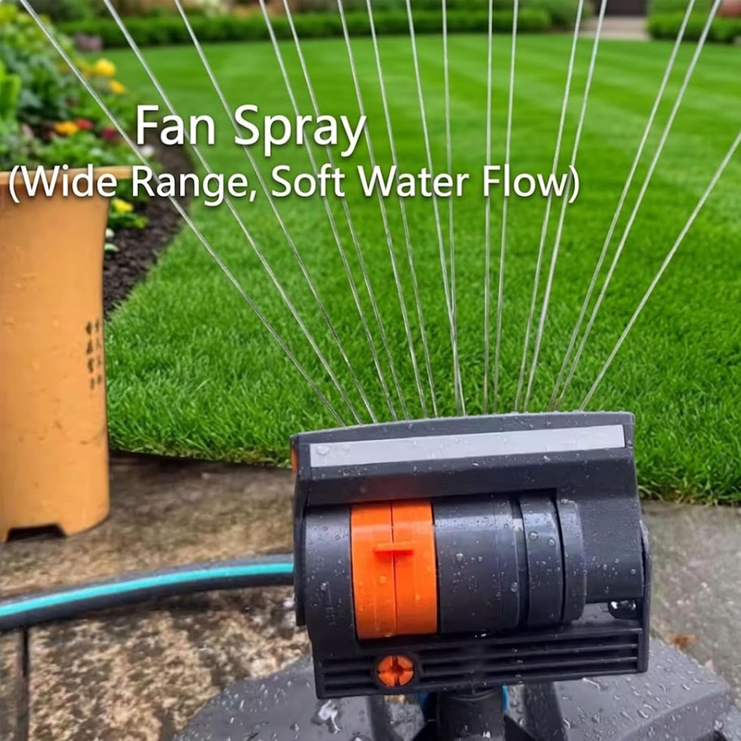 Upgraded 16-Nozzle Oscillating Sprinkler with Dual-Zone Water Timer – Mini Turbo Lawn Sprinkler for Yard & Garden, Adjustable Coverage up to 3,000 sq ft
