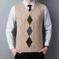 thumbnail image 2 of Quealent Men Sweater Vest Sleeveless Casual Fashion Men’s Sleeveless Sweater V Neck Lightweight Vest Slim Fit Casual Pullover Sweater Khaki,L, 2 of 4