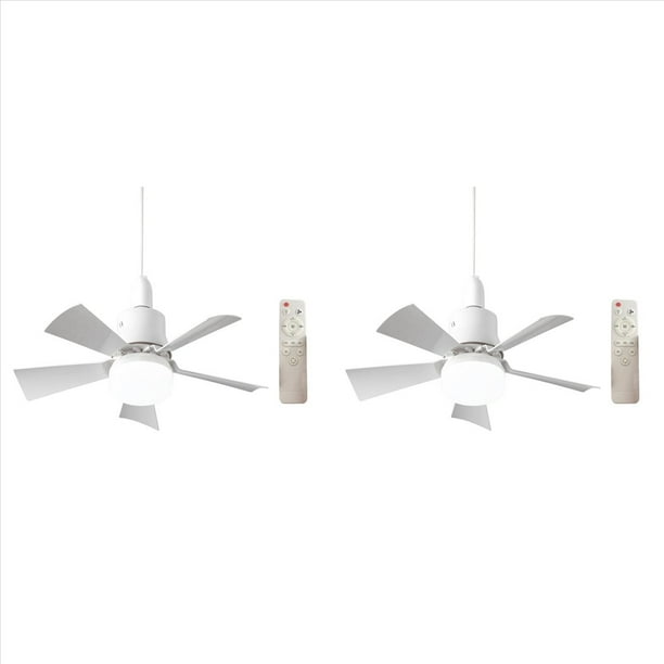 2X Ventilador de Techo Pequeño con Luz y Control Remoto, Ventilador de Techo con Rosca para Base E27, para Dormitorio y Cocina