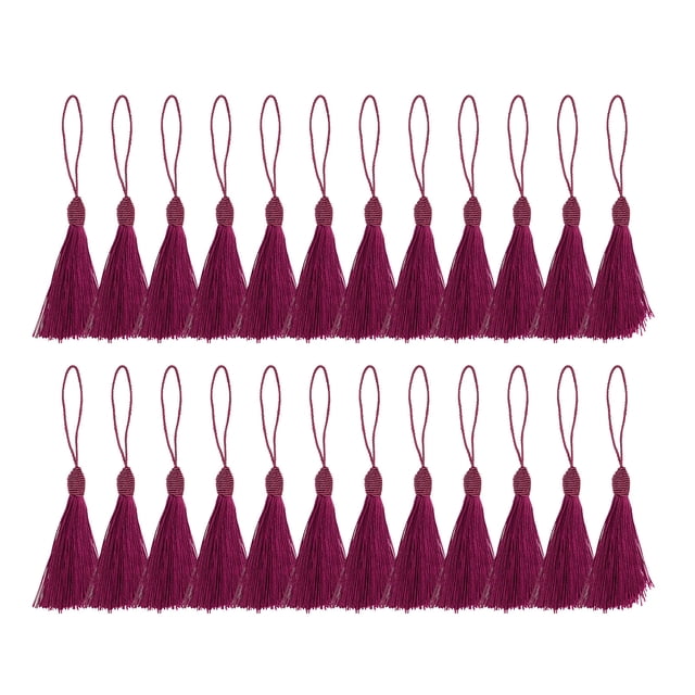 Unique Bargains 14cm/5.5 Pouces Marque-Page Pompons Fil Dentaire Doux Soyeux Boucle Mini Pompons Faits Main Violet Lot de 50