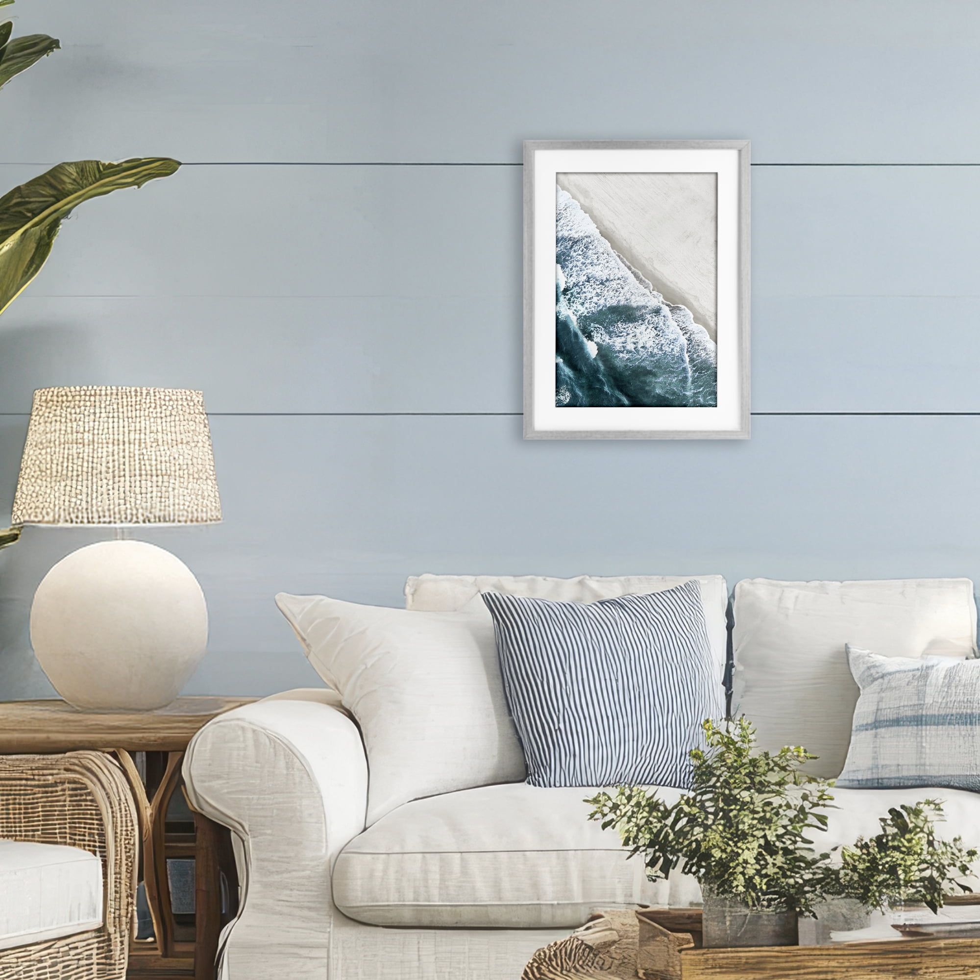 Stupell Industries Corolla Beach Breezy Shoreline Gray Framed Print Under Glass, design by Natalie Carpentieri