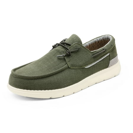 Image of Bruno Marc Men’s Comfort Slip-on Canvas Loafers Casual Boat Shoes SBLS223M OLIVE/GREEN Size 10