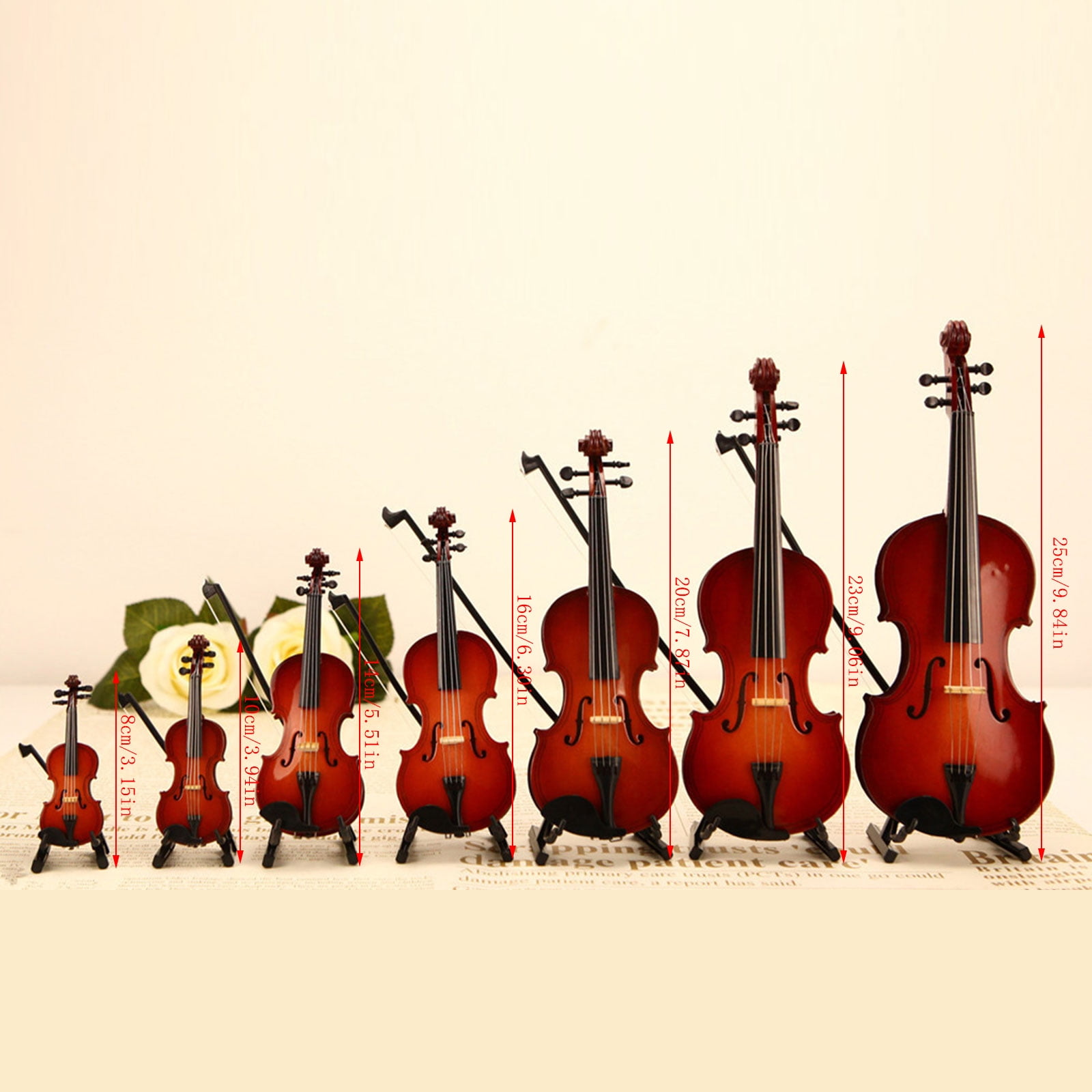 Handcrafted Wooden Violin Model with Stand & Case Accessory, Collectible Music Decor