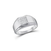 Sterling Silver Mens Round Diamond Square Cluster Ring .03 Cttw