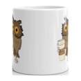 thumbnail image 2 of Owl With Cup of Coffee Coffee Tea Ceramic Mug Office Work Cup Gift 11oz, 2 of 3