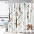 thumbnail image 2 of Forest Animal Shower Curtain Rustic Forests Bathroom Curtains Moose Bear Deer Fox Spring Floral Plants Cute Wildlife Green Leaf Nature Scenic Watercolor Bathtub Decor with Hooks 84 x 70 in, 2 of 6